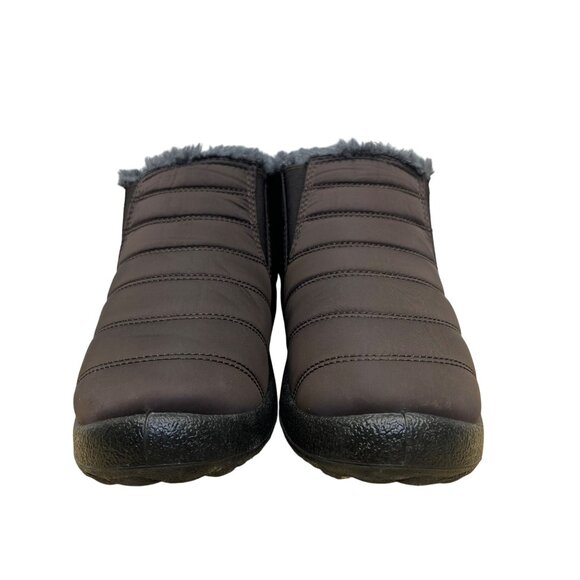 BJ Men’s Brown Quilted Slip-On Fleece-Lined Winter Boots Size 8.5US - Picture 2 of 9